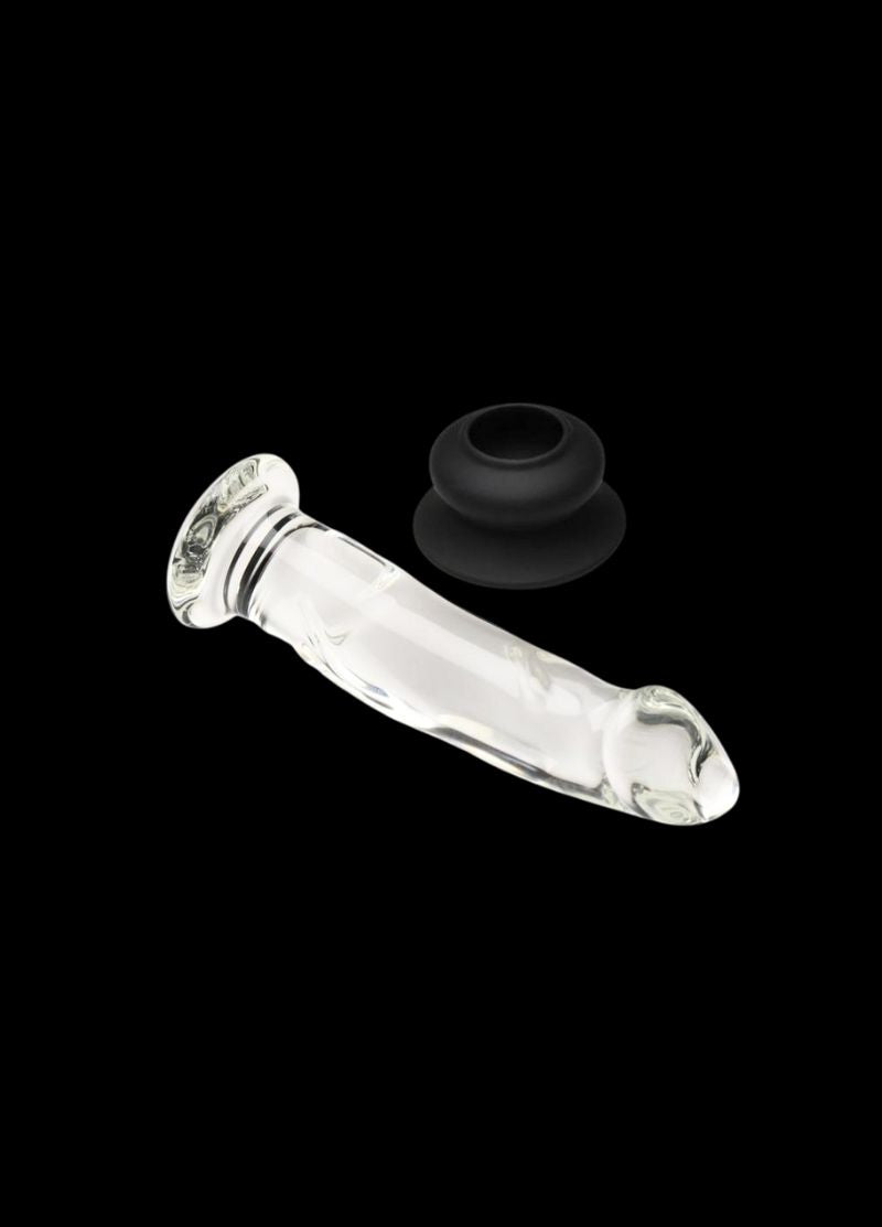 Crystals Glass Dildo with Silicone Base