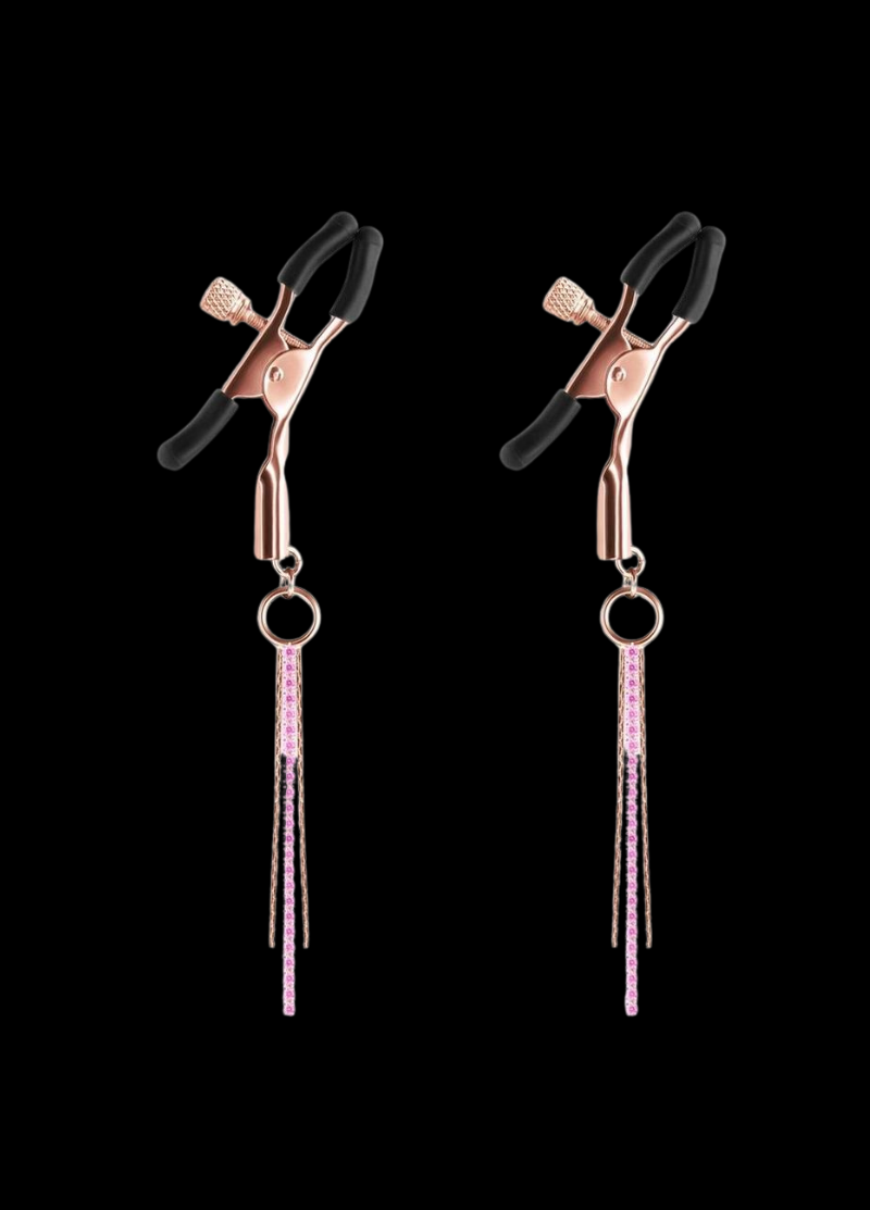 Bound Crystal Chain Adjustable Nipple Clamps