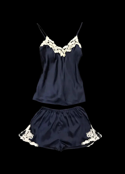 Velvet Dawn Embroidered Silk Pajama Set