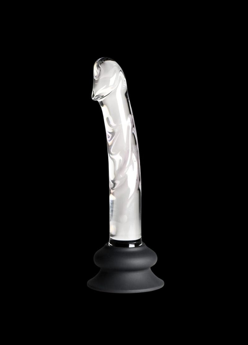 Crystals Glass Dildo with Silicone Base