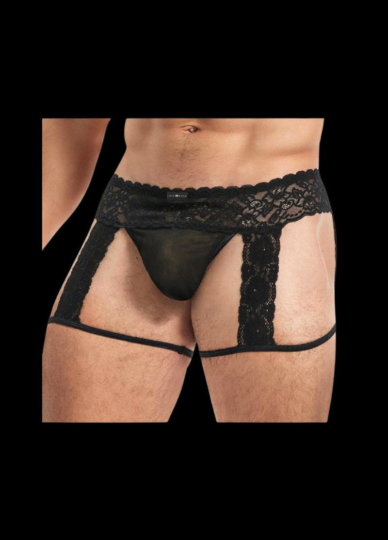 Lace &amp; Mesh Garter Brief