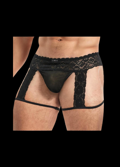 Lace &amp; Mesh Garter Brief