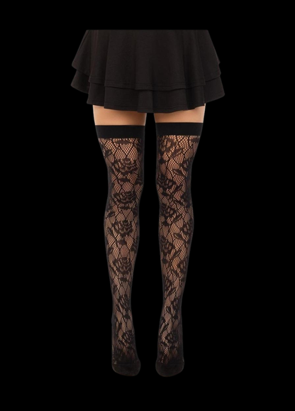 Wild Rose Net Thigh Highs