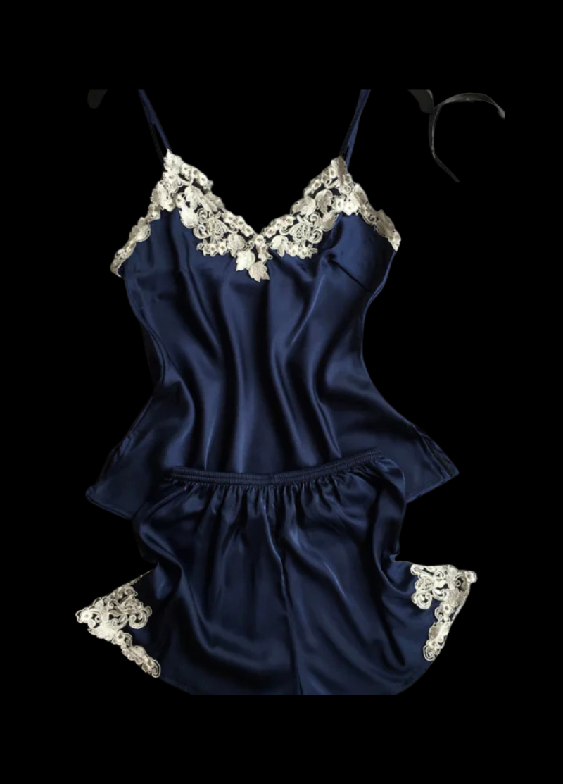 Velvet Dawn Embroidered Silk Pajama Set