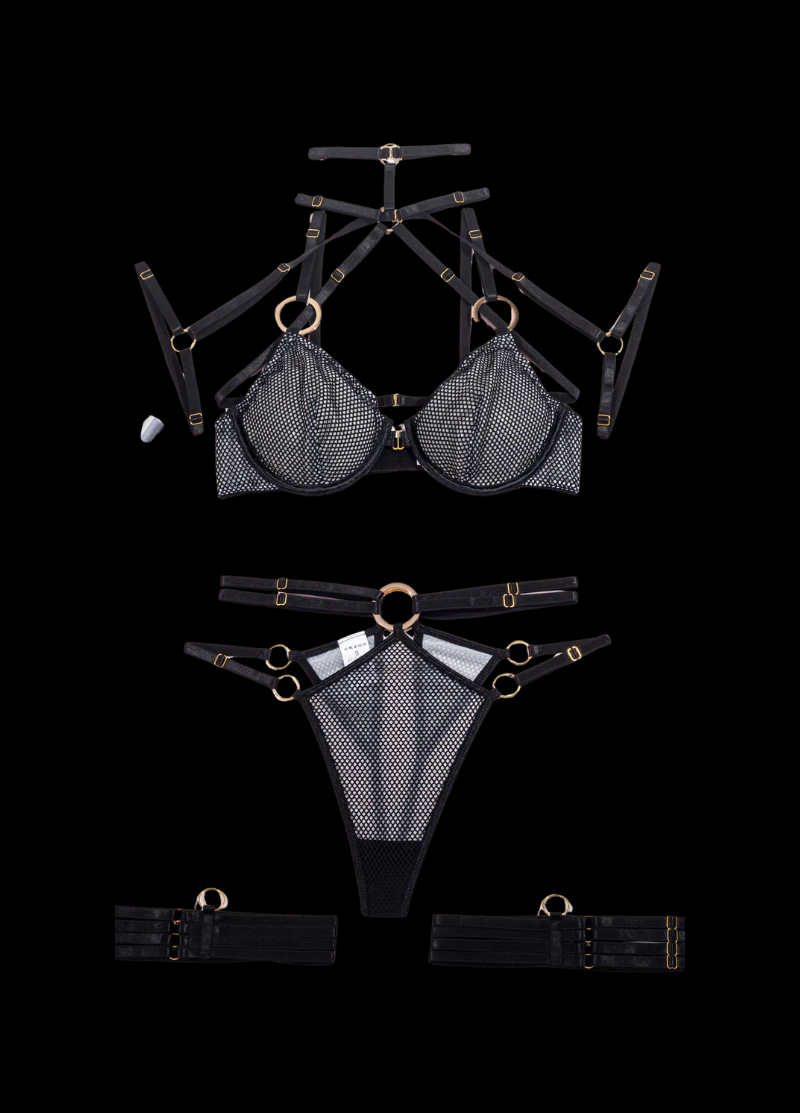 Aveline Sculpt Five-Piece Contour Mesh Lingerie Set