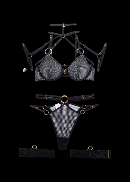 Aveline Sculpt Five-Piece Contour Mesh Lingerie Set