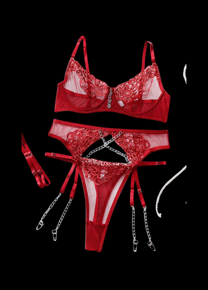 The Chained Muse Embroidered Lingerie Set