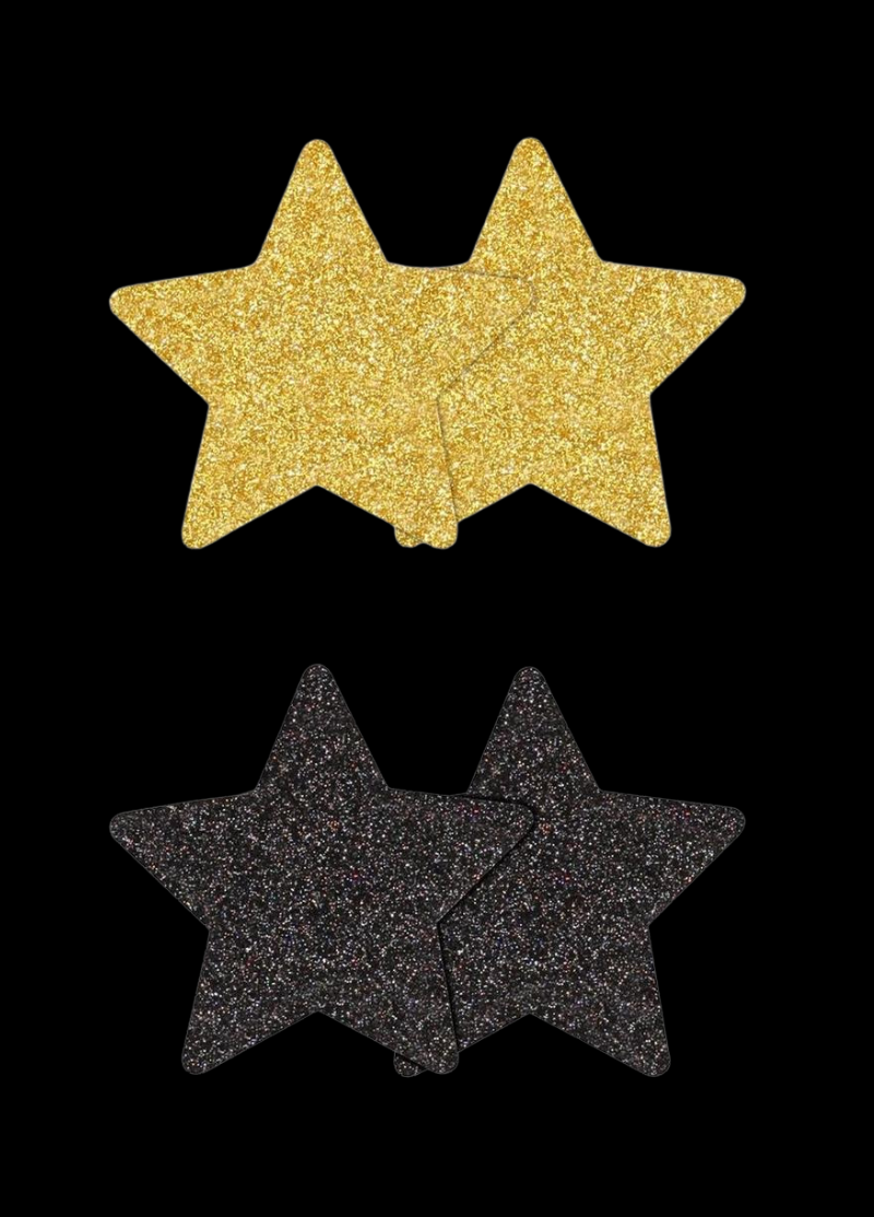 Pretty Pasties Glitter Stars (Black &amp; Gold)